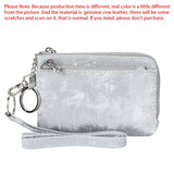 Royal Bagger Mini Leather Coin Purse with Keychain, Multi Zipper Hanging Neck Clutch Wallet, Portable Wristlet Card Holder 1736